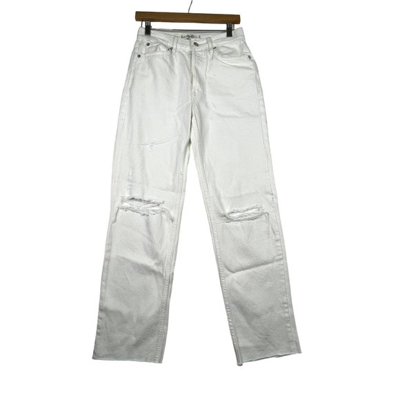 Free People Distressed Button Fly Jeans size 25 White - Picture 1 of 6